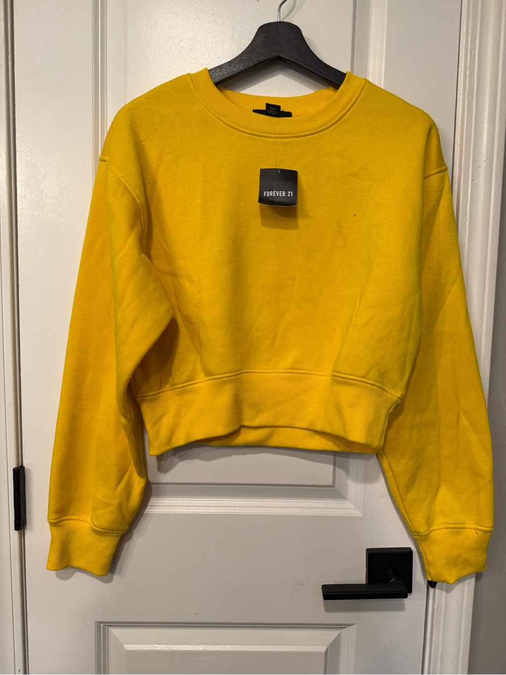 Yellow Cropped Crewneck Sweatshirt